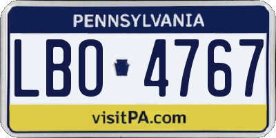 PA license plate LBO4767