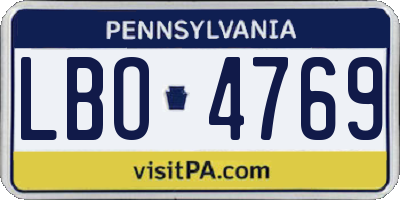 PA license plate LBO4769