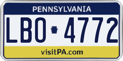 PA license plate LBO4772
