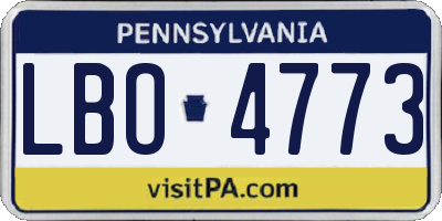 PA license plate LBO4773