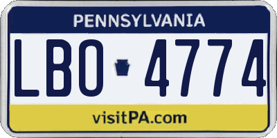 PA license plate LBO4774