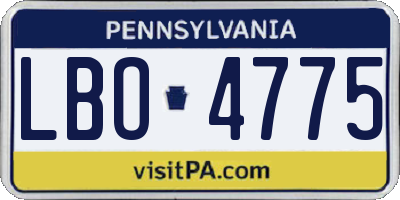 PA license plate LBO4775