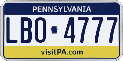 PA license plate LBO4777