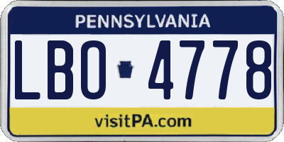 PA license plate LBO4778