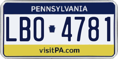 PA license plate LBO4781