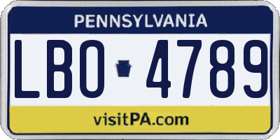 PA license plate LBO4789