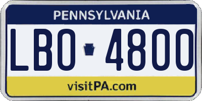 PA license plate LBO4800