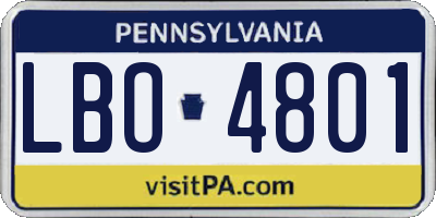 PA license plate LBO4801