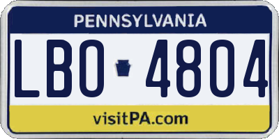 PA license plate LBO4804