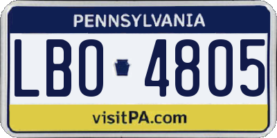 PA license plate LBO4805