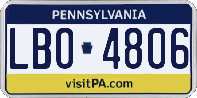 PA license plate LBO4806