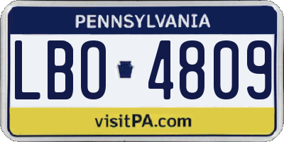 PA license plate LBO4809