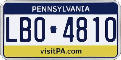 PA license plate LBO4810