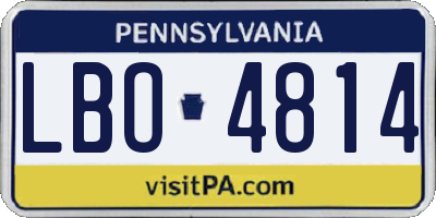 PA license plate LBO4814