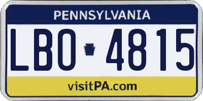 PA license plate LBO4815