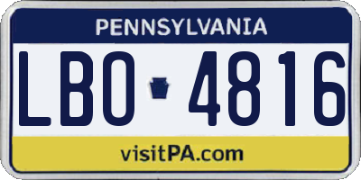 PA license plate LBO4816