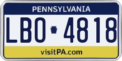 PA license plate LBO4818