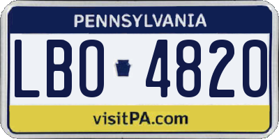 PA license plate LBO4820