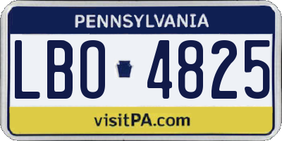 PA license plate LBO4825