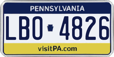 PA license plate LBO4826