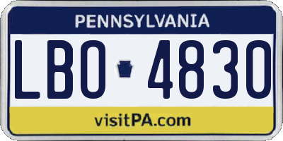 PA license plate LBO4830