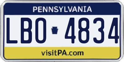 PA license plate LBO4834