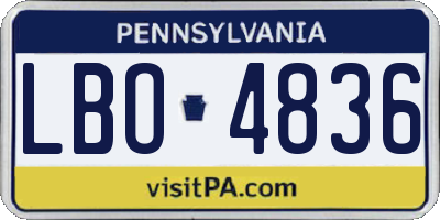 PA license plate LBO4836