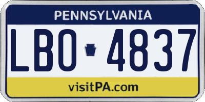 PA license plate LBO4837