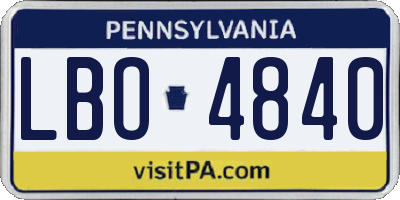 PA license plate LBO4840