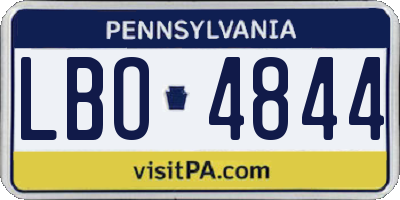 PA license plate LBO4844
