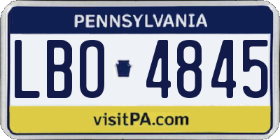 PA license plate LBO4845