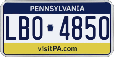 PA license plate LBO4850