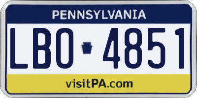 PA license plate LBO4851