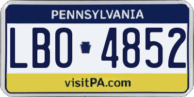 PA license plate LBO4852
