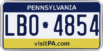 PA license plate LBO4854