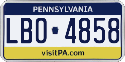 PA license plate LBO4858