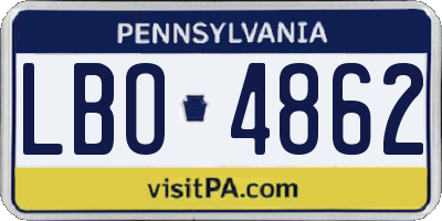 PA license plate LBO4862