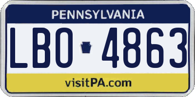 PA license plate LBO4863