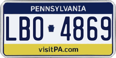 PA license plate LBO4869