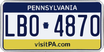 PA license plate LBO4870