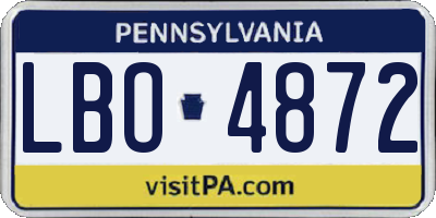 PA license plate LBO4872