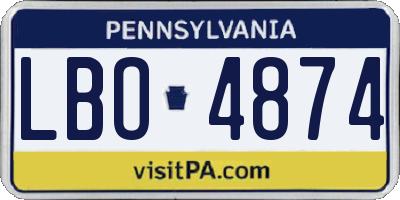 PA license plate LBO4874
