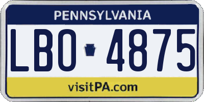 PA license plate LBO4875