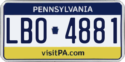 PA license plate LBO4881