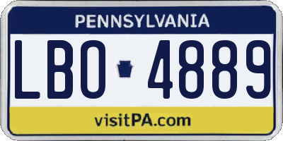 PA license plate LBO4889