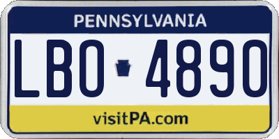 PA license plate LBO4890