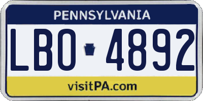 PA license plate LBO4892