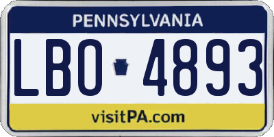 PA license plate LBO4893