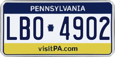PA license plate LBO4902