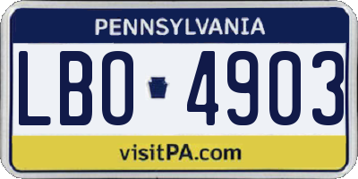PA license plate LBO4903